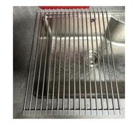 Scolapiatti avvolgibile, Stendibiancheria pieghevole sopra il lavello Acciaio inossidabile Silicone Nero Grigio 14,6-18,5 pollici(Grey,47x41.5cm/18.5x16.3in)