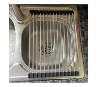 Scolapiatti avvolgibile, Stendibiancheria pieghevole sopra il lavello Acciaio inossidabile Silicone Nero Grigio 14,6-18,5 pollici(Black,47x23.5cm/18.5x9.3in)