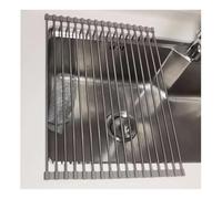 Scolapiatti avvolgibile, Stendino for piatti arrotolabile sopra il lavello in acciaio inossidabile grigio e nero 37-47 cm x 24-35(Grey,47x35cm/18.5x13.8in)