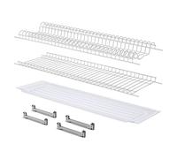 SCOLAPIATTI CM 86 ACCIAIO INOX PORTAPIATTI PENSILE BRACCI VASCHETTA IN PLASTICA