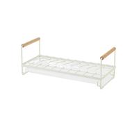 Scolapiatti compatto sopra il lavello, scolapiatti leggero in metallo con vassoio antigoccia, design salvaspazio per piano di lavoro della cucina (38,5 x 16 x 14 cm, bianco)