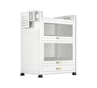 Scolapiatti con ante e cassetti, portaoggetti da cucina con vassoio antigoccia per piatti, organizer da bancone, design durevole