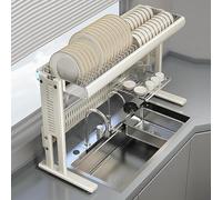 Scolapiatti con cestello sospeso, scolapiatti Laterale in Acciaio Inox a più Livelli con Grande capacità, Organizer da Cucina Multifunzionale per riporre Oggetti, 93 cm