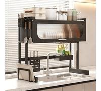 Scolapiatti con Coperchio Ribaltabile: Una meraviglia salvaspazio per la Cucina, Robusto scolapiatti da 95 cm, Perfetto per ottimizzare Lo Spazio e asciugare i Piatti (Nero).