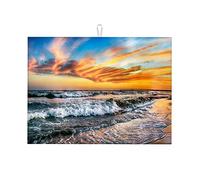Scolapiatti con motivo stampato per il piano della cucina, motivo spiaggia mare e cielo, piccolo, 16 x 18 pollici