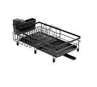 Scolapiatti con scolapiatti, espandibile da cucina con beccuccio girevole e portautensili(Black Set 2)