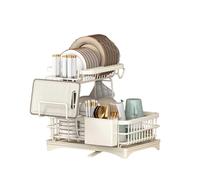 Scolapiatti con vassoio di scarico e portaposate rimovibile, design girevole a 360° per un'asciugatura efficiente, organizer salvaspazio per lavello da cucina