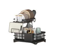 Scolapiatti con vassoio di scarico e portaposate rimovibile, design girevole a 360° per un'asciugatura efficiente, organizer salvaspazio per lavello da cucina