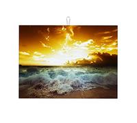 Scolapiatti con vista mare e cielo per il piano della cucina, tappetino di asciugatura in silicone con motivo stampato, grande 18 x 24 pollici