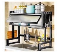 Scolapiatti da 75 cm, da mettere sopra il lavello, ripiano da cucina, scolapiatti e portabicchieri da caffè, salvaspazio, per cucina (nero)
