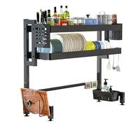 Scolapiatti da appendere sopra il lavello - Regola Scolapiatti da cucina a 2 ripiani regolabile 55-125 cm(65cm)