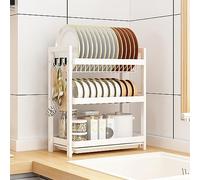 Scolapiatti da appendere sopra il lavello - Regola Scolapiatti da cucina a 3 livelli con scolapiatti, contiene 15 piatti e 20 ciotole, multicolore(White)