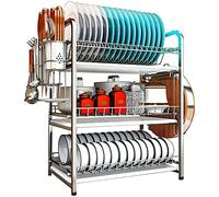 Scolapiatti da appendere sopra il lavello - Regola Scolapiatti sopra lavello in acciaio inox a 3 livelli con accessori di diverse dimensioni(60 * 44 * 27cm)