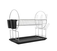 Scolapiatti da appoggio a 2 ripiani con vassoio e portaposate 51x24x36 cm - 1212