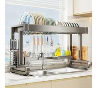 Scolapiatti da Appoggio Acciaio Inox Grande Altezza Regolabile Scolaposate da Lavello da Grande Capacità Organizzatore Cucina Multifunzionale per Case e Appartamenti(66 * 29 * 51cm)