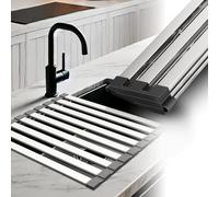 Scolapiatti Da Appoggio Pieghevole, Porta Lavello Da Cucina, FDA Grade BPA Gratuito, 304 Acciaio Inossidabile Organizer Tappetino Per Tazze, Frutta, Verdura (55×32.5CM)