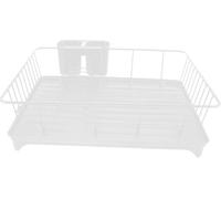 Scolapiatti da cucina con portaposate, scolapiatti appoggio di grande capacità vassoio scarico(White)