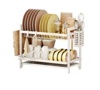 Scolapiatti da cucina e salvaspazio, robusto scolapiatti per piatti, bianco, 44 x 24 x 34 cm, ideale per soluzioni di archiviazione in cucina