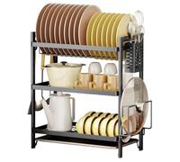 Scolapiatti da cucina e scolapiatti salvaspazio, nero, 44 x 24 x 50,5 cm, ideale per una cucina efficiente