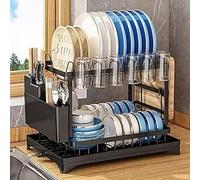 Scolapiatti da cucina in acciaio inox, scolapiatti for lavello, for armadio(Black)