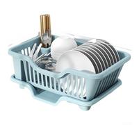 Scolapiatti da cucina salvaspazio con organizer per posate (blu) | Spazioso, può contenere oltre 6 piatti, ciotole, tazze, sezioni organizzate, opzioni blu, bianco e verde