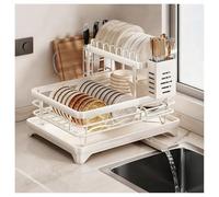 Scolapiatti da Cucina,scolapiatti a 2 Ripiani per Il bancone della Cucina,Multifunzionale con Vassoio raccogligocce/Utensili Rimovibile,scolapiatti in Acciaio Inossidabile di Gran