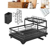 Scolapiatti da cucina, scolapiatti allungabile a 2 livelli sopra il lavello - Portaposate salvaspazio organizer per piatti e ciotole appartamento