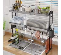Scolapiatti da cucina, Scolapiatti for lavello,Stendipiatti, da cucina in acciaio inossidabile 201 Organizzatore scolapiatti - 1 livello/2 livelli/Nero/2 livelli(2 Tier)