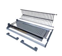 SCOLAPIATTI DA INCASSO 76,4 cm per Pensili 80 cm CON TELAIO Regolabile in Alluminio per Fine Corsa Ante - Acciaio Inox AISI 430 con Vaschetta Raccogli Gocce - Made in Italy con Staffe e Supporti