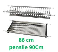 Scolapiatti da incasso 86 per pensile 90 Cm cucina raccogligocce acciao inox B