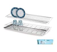 SCOLAPIATTI DA INCASSO IN ACCIAIO INOX CM.86 CON VASCHETTA RACCOGLI GOCCE INOX