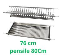 Scolapiatti da incasso per pensile cucina 86 Cm con raccogligocce acciao inox B