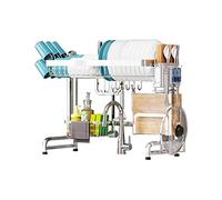 Scolapiatti da lavello in acciaio inossidabile 304 con supporto per sill, porta coltelli e portabicchieri, scaffale salvaspazio da cucina per controsoffitti (si adatta a Sin fino a 67,6 cm)
