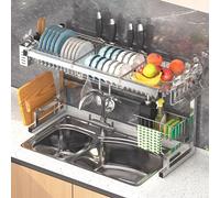 Scolapiatti da lavello in acciaio inox con organizer multifunzione salvaspazio da cucina scolapiatti 95 x 32 x 52 cm per un'asciugatura e un'organizzazione efficiente dei piatti
