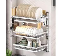 Scolapiatti da lavello Scolapiatti a parete con asta da 40 cm e vaschetta raccogligocce rimovibile