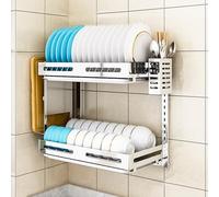 Scolapiatti da lavello Scolapiatti pieghevole da parete in acciaio inox 304 nero(Silver,42.5X26.5X42cm)