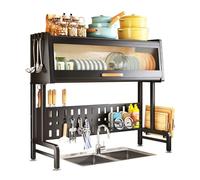 Scolapiatti da lavello Scolapiatti sopra il lavello con coperchio, 23,2-33 pollici, portautensili a 3 livelli, porta tagliere