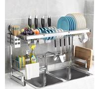 Scolapiatti da lavello Scolapiatti sopra lavello a 2 ripiani in acciaio inox argento, diverse misure(75cm)