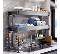 Scolapiatti da lavello Scolapiatti sopra lavello in acciaio inox con portautensili e portacoltelli(86x29x78cm)