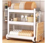 Scolapiatti da lavello Set scolapiatti in acciaio inox bianco 43-53x27x51,5 cm(43x27x51.5cm)