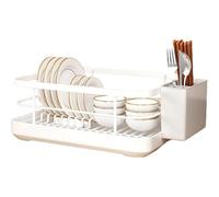Scolapiatti da Organizer Cucina Scolapiatti per Lavello con Gocciolatoio Portaposate Salvaspazio Accessori Cucina Antiruggine per Bancone Della con Vassoio Antigoccia per Pia La Casa (Bianco)