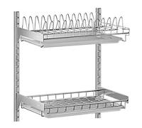 Scolapiatti da parete, a 2 ripiani, in acciaio inox, organizer da cucina, ciotola sospesa e ripiano scolapiatti con porta utensili, salvaspazio per un'asciugatura efficiente