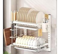 Scolapiatti da parete, organizer a più livelli con superficie drenante, grande cestello scolapiatti per piani di lavoro della cucina