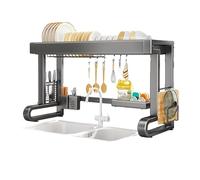 Scolapiatti da parete per lavello da cucina, in lega di alluminio con design telescopico in acciaio inox per una conservazione efficiente, due piani