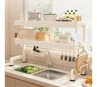 Scolapiatti e portautensili in acciaio inox ad altezza regolabile, grande capacità, multifunzione da cucina (77 cm)