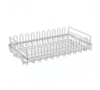 Scolapiatti estensibile in acciaio inox con portabicchieri per lavello - Scolapiatti antiruggine utilizzabile come colino - Salvaspazio per piccole cucine - Argento 37 x 21,5 x 8 cm