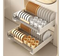 Scolapiatti Estraibile con Vassoio di Raccolta - Scolapiatti Resistente con Pellicola Adesiva per Cucina e Soggiorno, cassetto Estraibile salvaspazio per dispensa