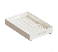 Scolapiatti estraibile in acciaio inox per l'organizzazione della cucina con funzionamento regolare e uso efficiente dello spazio verticale dell'armadio (bianco)