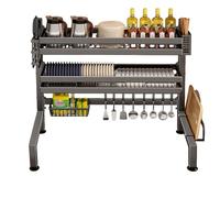 Scolapiatti extra large in acciaio inox per lavello: resistente alla corrosione, salvaspazio, design moderno, organizer da cucina ad alta capacità per riporre il piano di lavoro