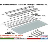 Scolapiatti Filo Acciaio Incasso Pensile 70 701 + 4 Staffe + Vasca 601 Acciaio